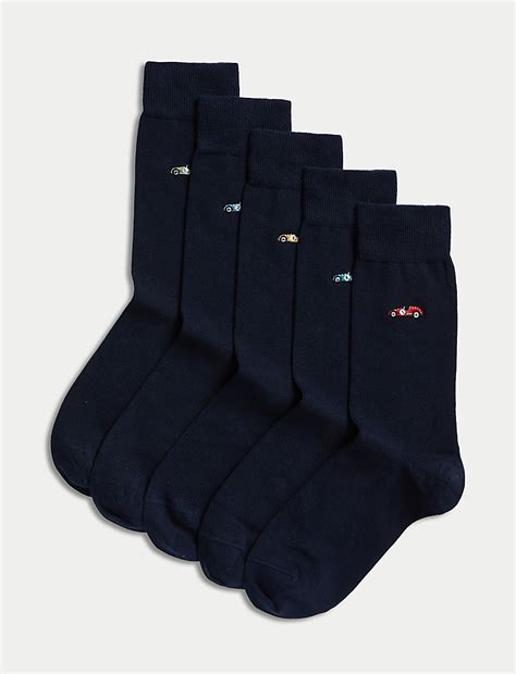 Buy 5pk Cool & Fresh™ Car Cotton Rich Socks at Marks & Spencer