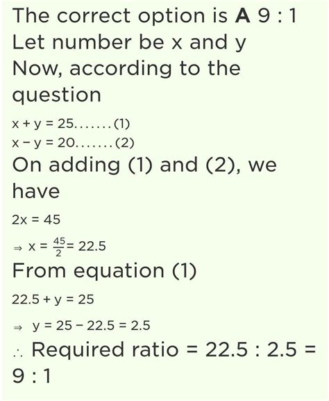 The sum of two numbers is 20 and their difference is 25. So what is the ...