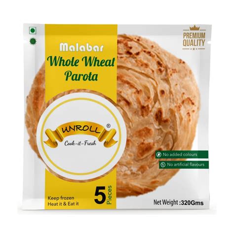 Unroll Whole Wheat Malabar Parota 320gms | Unroll Bake-it-Fresh