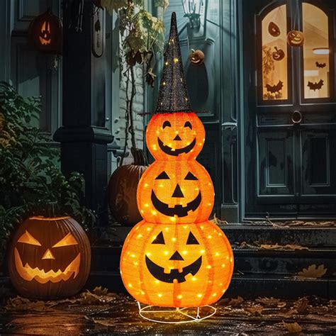 VINGLI 5FT Cute Collapsible Lighted Halloween Decorations Outdoor, Pop ...