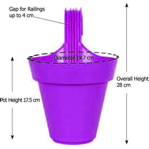 Go Hooked Hanging Flower Pots/Railing Planter for Plant Set of 5 ...