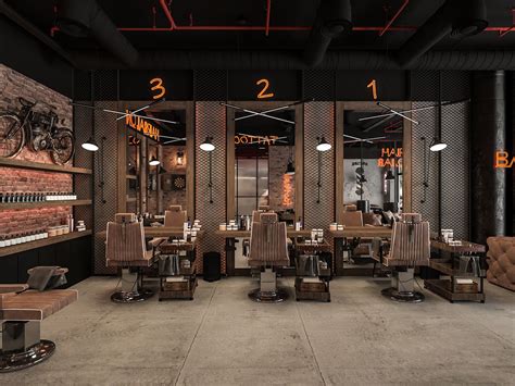 Modern Loft Interior Design for Barbershop and Tattoo Studio