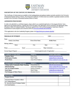 Eastman School Of Music Certificate Of Achievement In Chamber Music ...