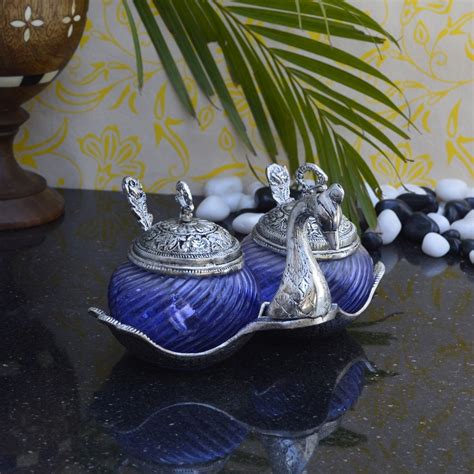 Crystal Mouth Freshner Container with 2 Spoons - eCraftIndia Online