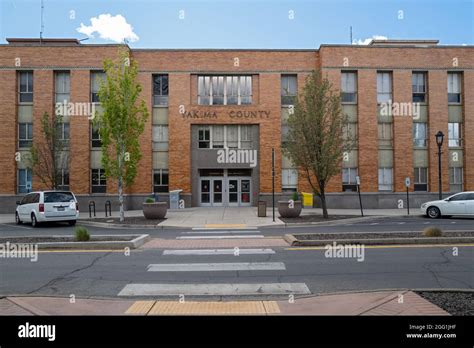 A crosswalk leads to the Yakima County Courthouse in Yakima, Washington ...