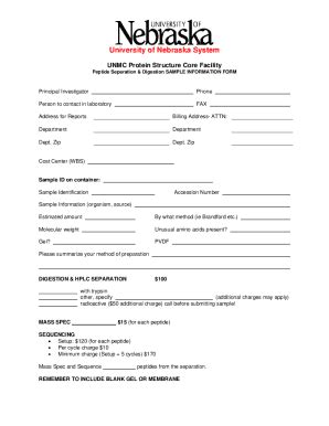 Fillable Online webmedia unmc Peptide Separation & Digestion SAMPLE ...