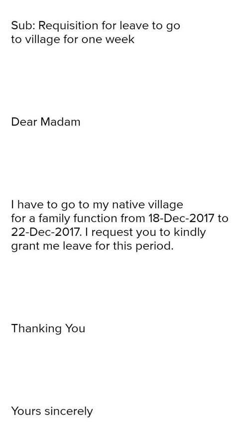 write a letter to the head of your institute requesting to grant leave ...