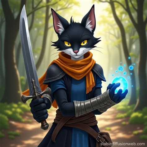 Tabaxi Warrior in Forest | Stable Diffusion Online