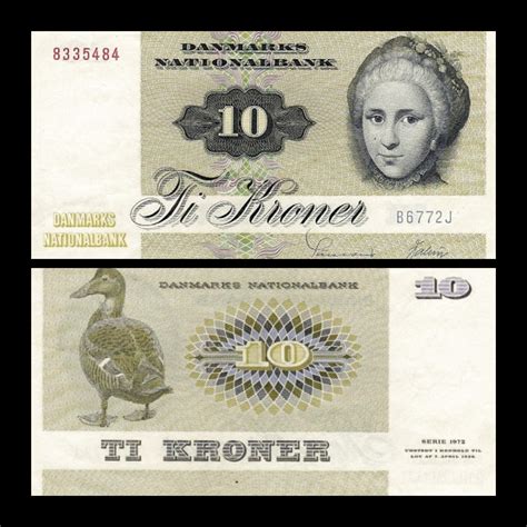 Denmark 10 Kroner 1972 P-48a UNC Bank Note