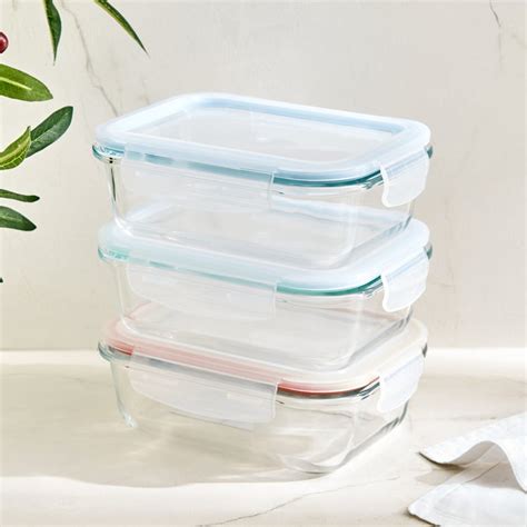 Buy Fiesta Glint Set of 3 Borosilicate Glass Containers - 640ml from ...