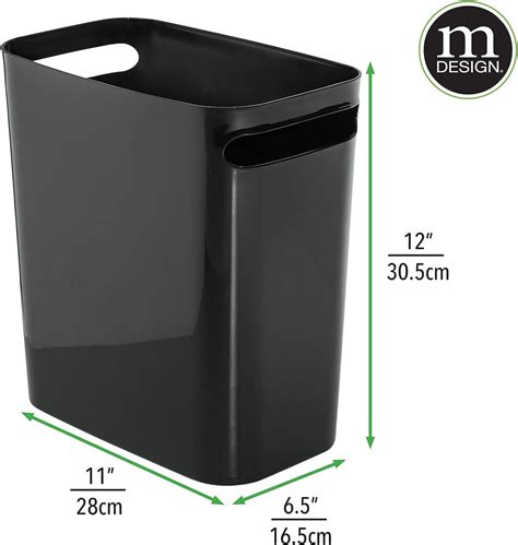 Buy mDesign Plastic Rectangular Large 2.5 Gallon Trash, Wastebasket ...