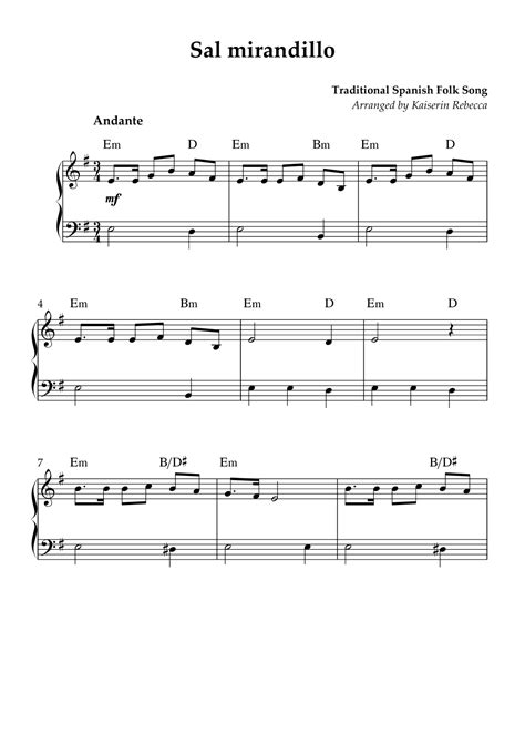 Sal mirandillo (arr. Kaiserin Rebecca) par Traditional Spanish Folk ...