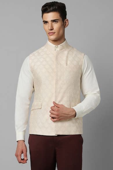 Buy Men Beige Print Slim Fit Party Nehru Jacket Online - 950680 | Louis ...