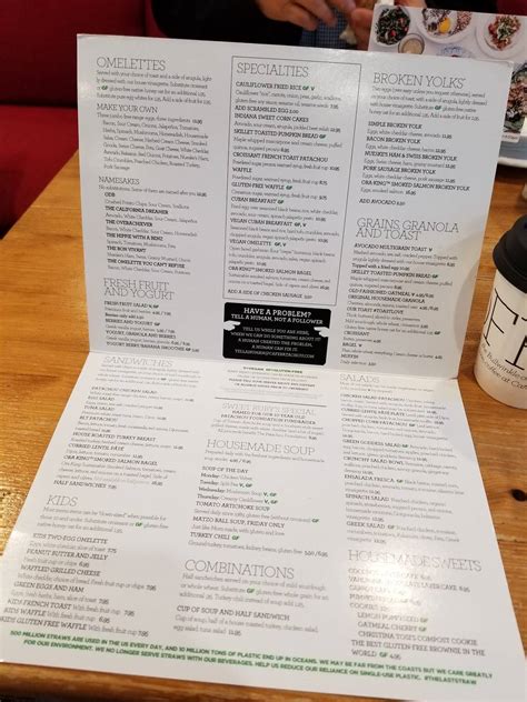 Menu at Café Patachou cafe, Indianapolis, 225 W Washington St