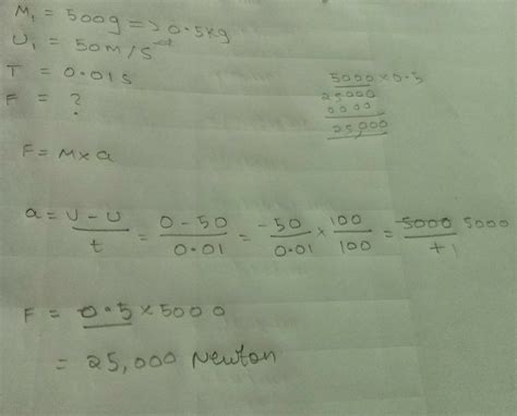 A hammer of mass 500g moving at 50 m/s strikes a nail. The nail stops ...
