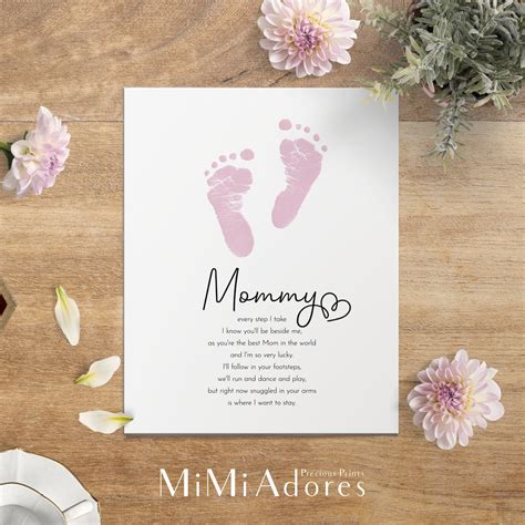 Mommy Footprint Poem | Following in Your Footsteps | Mothers Day Birthday | Kids Baby Toddler ...