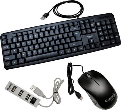Quantum Hi-Tech QHM 7403/232B Wired USB Mouse, Keyboard & USB 4 Port ...