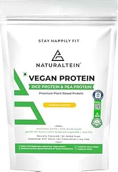NATURALTEIN Vegan Plant (Rice & Pea) Based Protein Powder Mango Flavour ...
