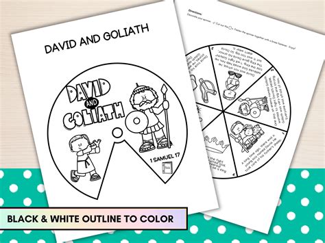 Printable David and Goliath Spinner Craft for Kids, Bible Crafts for ...