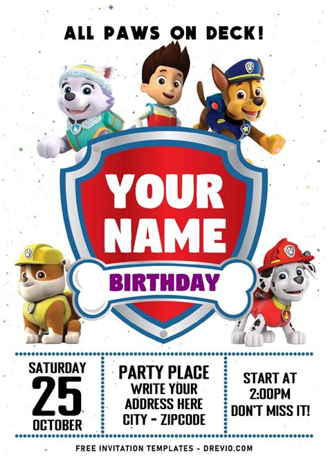 Paw patrol invitations free template boy – Artofit