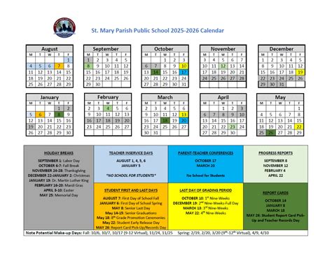 St. Mary Parish Public Schools LA Calendar 25-26 Revised [PDF] - EduCounty