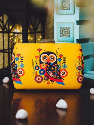 Buy NR BY NIDHI RATHI Printed Yellow Clutch Online