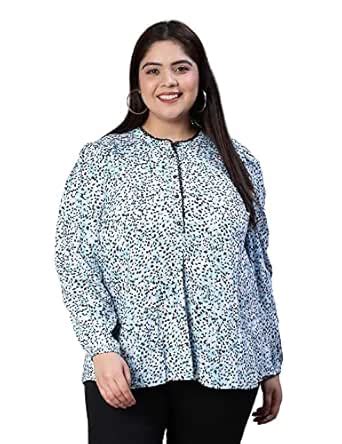 Buy oxolloxo Women Plus Size Laced Animal Print Multicolor Top ...