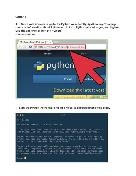 Python LAB Manual - WEEK 1 i) Use a web browser to go to the Python ...