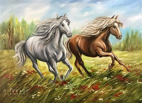 Running Horse Graphics Running Horse Oil Painting, Large Horse Wall