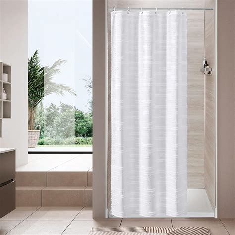 Amazon.com: MitoVilla White Small Stall Shower Curtain 36 × 72, Modern Narrow Half Size Shower ... - length of shower curtains