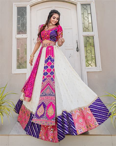Pink And Off-White Color Embroidered Jacquard Lehenga Choli – TANHAI