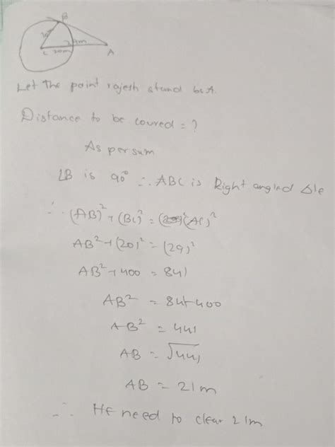 Rajesh is 29 m away from the centre of a circular flower bed. Find the ...