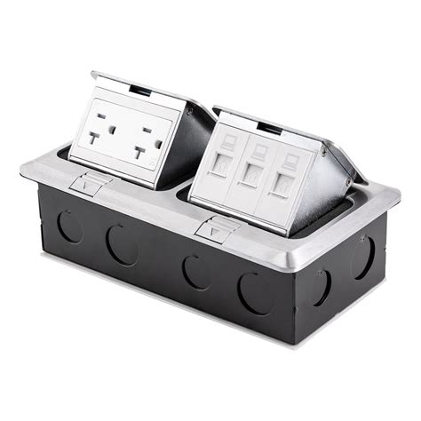 Pop Up Floor Outlet Box with Sockets and LAN 20 Amp Outlet 3 x LAN 2 x ...