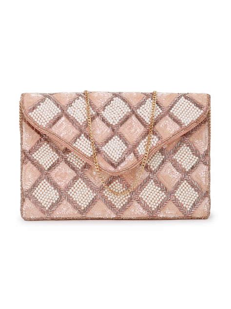 Anekaant Boho Coral & White Cotton Canvas Diamond Embellished Sling Bag