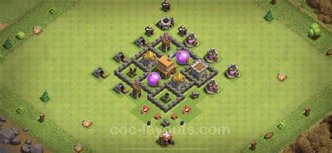 Farming Base TH4 with Link - Clash of Clans - Town Hall Level 4 Base ...