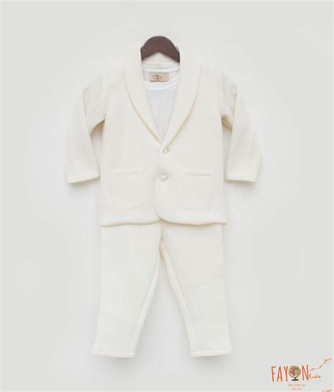 Shop Off White Neoprene Coat Pant for Boys Online In India – FayonKids