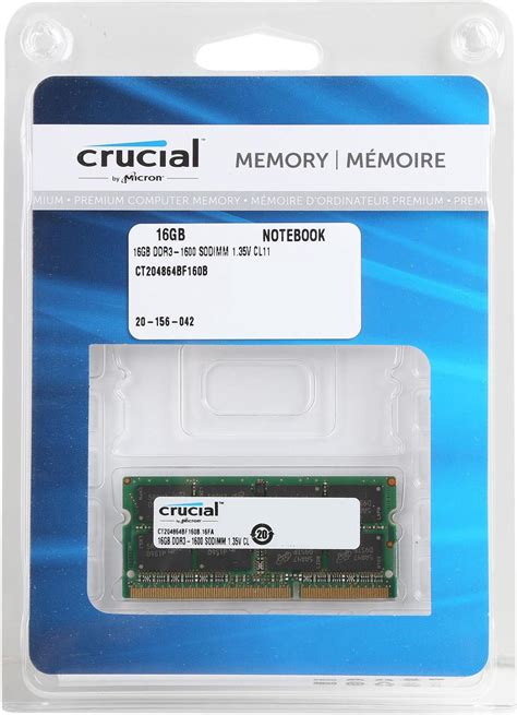 Crucial 16GB 204-Pin DDR3 SO-DIMM DDR3L 1600 (PC3L 12800) Laptop Memory ...