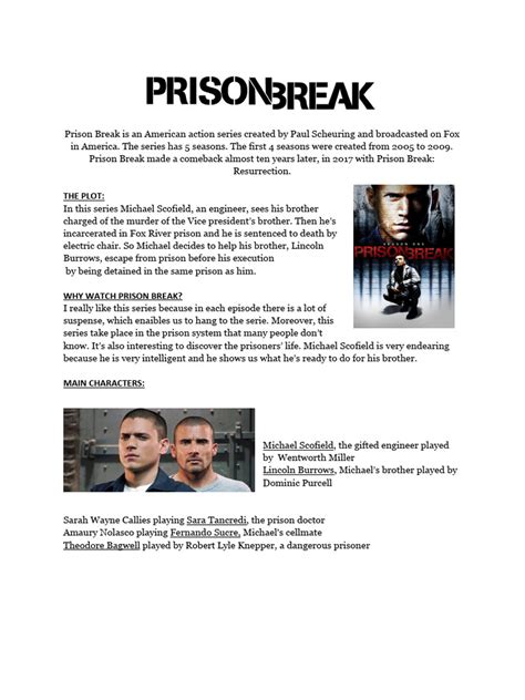 Image result for Prison Breaker Script