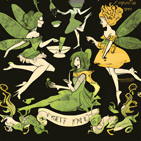 Von Absinth inspirierte Vintage-ClipArt Feen · Creative Fabrica