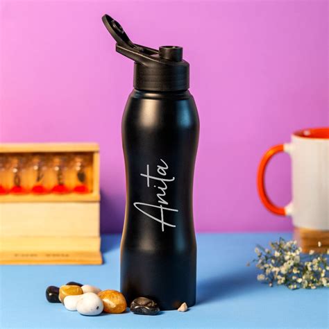 Personalized Black Stainless Steel Sipper Water Bottle - love craft gift