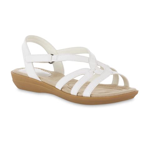 Basic Editions Women's Mikayla Wide Sling-Back Sandal - White