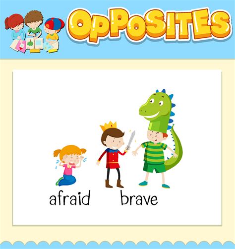 Opposite words for afraid and brave 6436361 Vector Art at Vecteezy