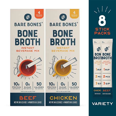 Amazon.com : Bare Bones Bone Broth Instant Powdered Mix, Variety Pack ...