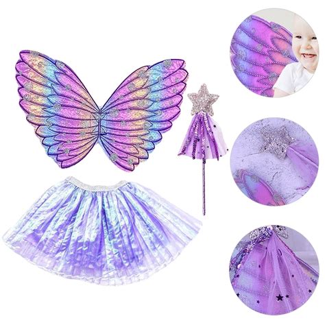 Buy HEMOTON 1 Set 3pcs Butterfly Costume Set Wing Kids Fairy Stick Set ...