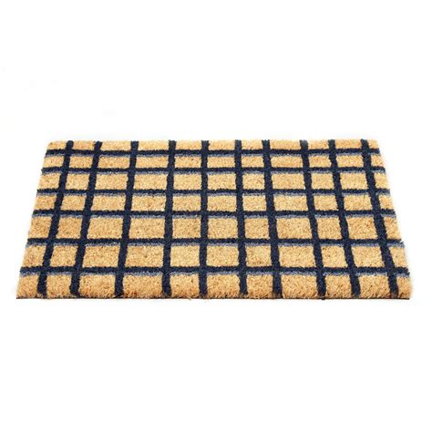OnlyMat Black and Brown Checked Natural Coir Floor Mat