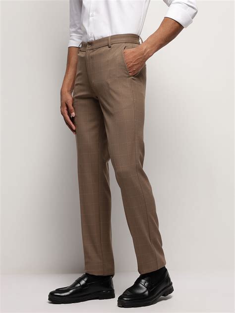 MoveLite™ Checked Trousers in Brown