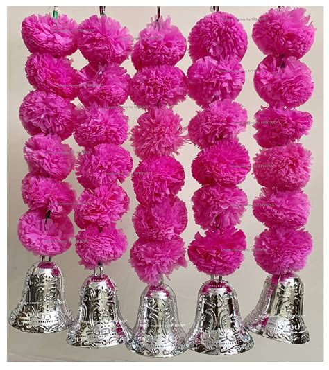 Buy SPHINX Artificial Marigold Fluffy Flowers and Golden/Silver Hanging ...