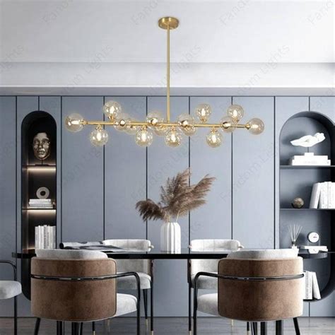 16 Light Gold Amber Glass Chandelier Ceiling Lights Hanging - Warm ...