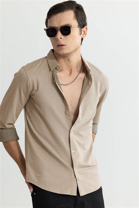 Buy Men's Moxic Beige Shirt Online | SNITCH