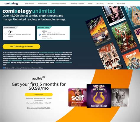 Get 3 Months for $1 on Kindle Unlimited, Comixology, Audible - And ...
